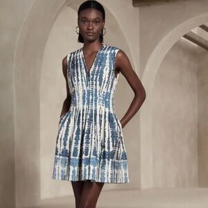 Banana Republic Ariana Cici Poplin Blue White Cotton Mini Dress